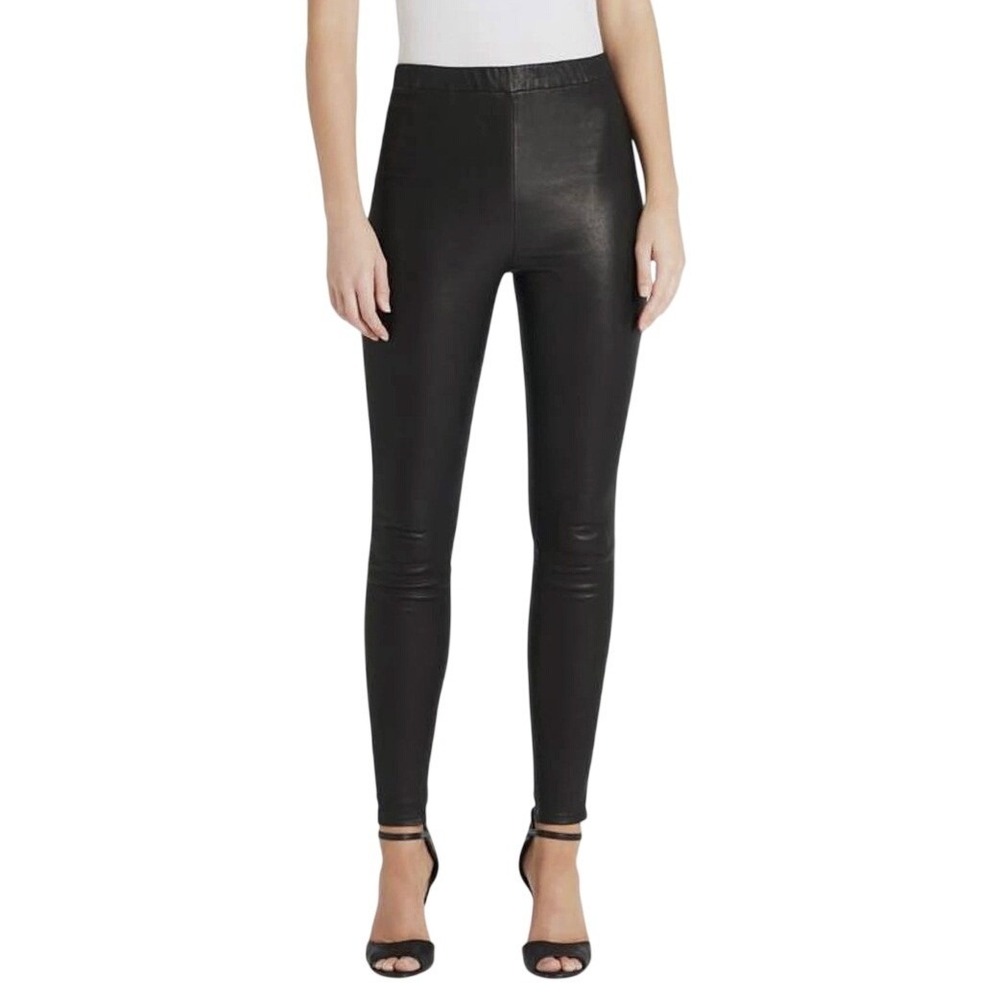 J Brand 100% Lambskin Leather Leggings $995 Small Black Pull On Quiet Luxury‎